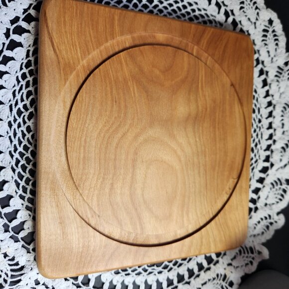 Arc France Cheese Board Maple or Ash with Clear Glass Cloche Dome Cover Vintage - Picture 10 of 12